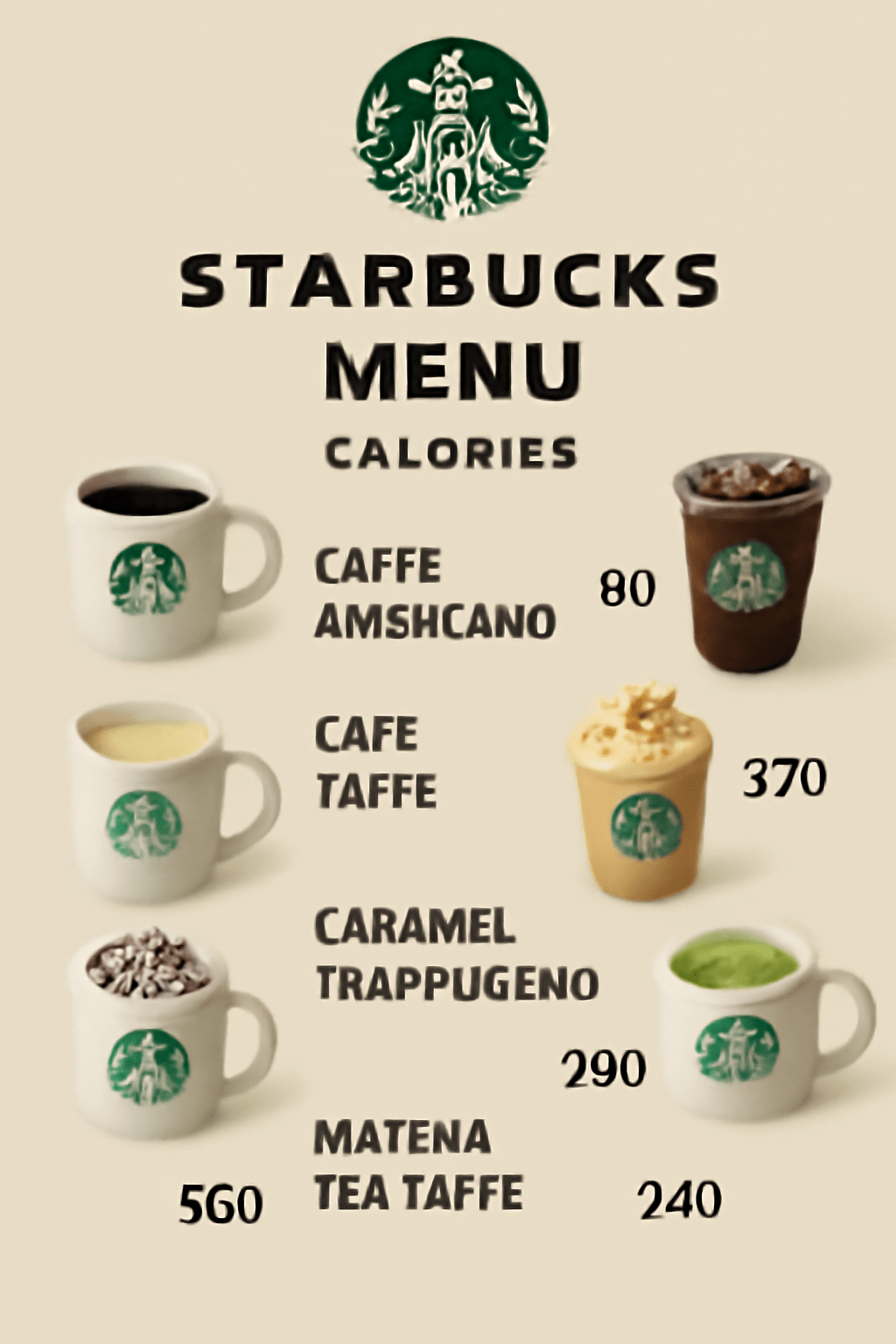Starbucks menu calories